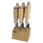 Zestaw dłut stolarskich płaskich NAREX Standard - 6 cz. na stojaku (6, 12, 16, 20, 26, 32 mm)