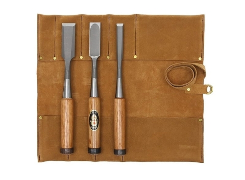 Zestaw dłut ciesielskich japońskich HSS NOMI w skórzanym etui - nr kat. 718870