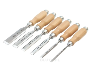 Zestaw dłut stolarskich płaskich NAREX Standard - 6 cz. na stojaku (6, 12, 16, 20, 26, 32 mm)